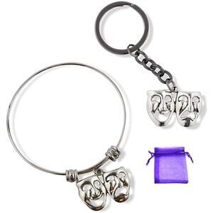 Drama Mask Necklace and Keychain - Comedy Drama